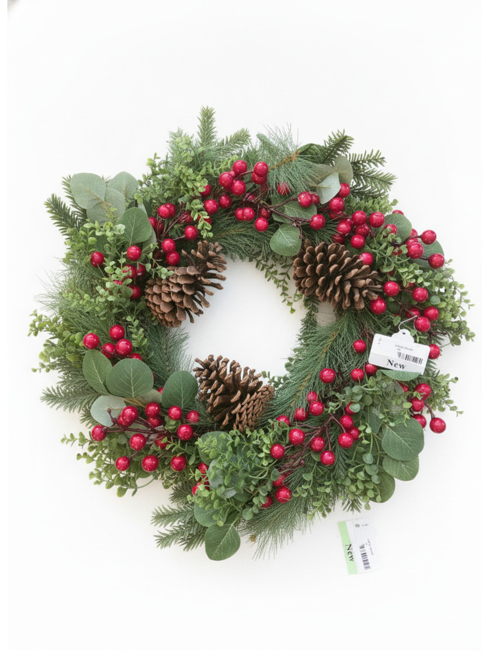Festive Pinecone and Berry Holiday Wreath